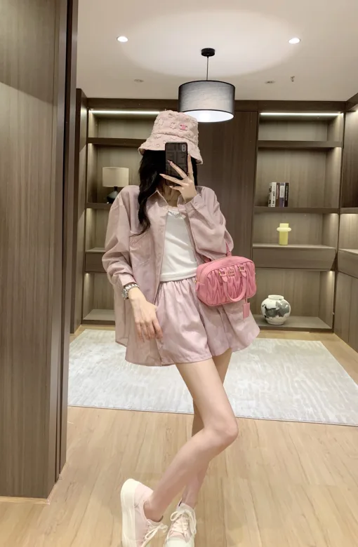 Hochwertiges Miu Miu Hemd Pink Bestickt Luxus