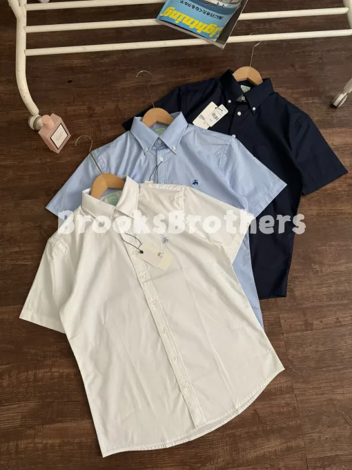 Luxus Brooks Brothers Kurzarm Marineblau Baumwolle Casual Luxus