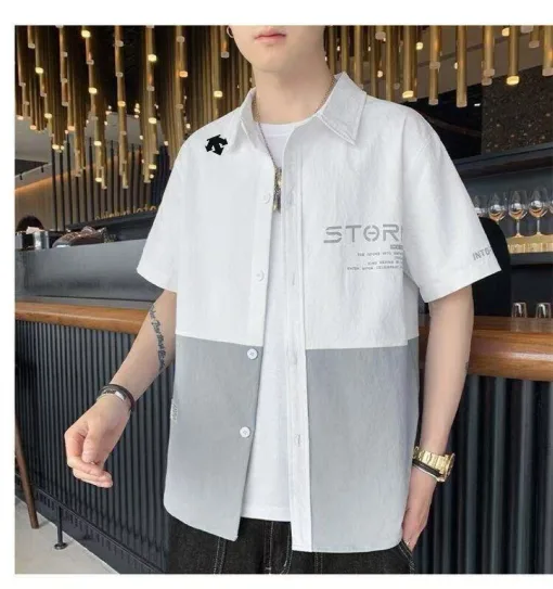 Premium Descente Kurzarm Weiße Seide Casual Style