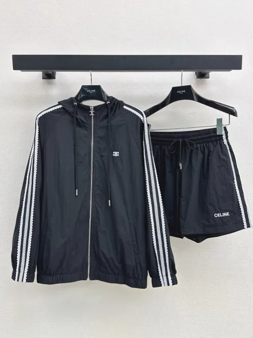 Luxuriöse Celine-Shorts im schwarzen bestickten Stil