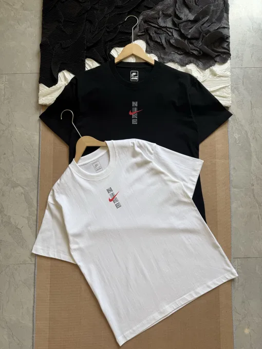 Premium Qualität Nike Kurzarm Schwarz Baumwolle Atmungsaktiv Luxus