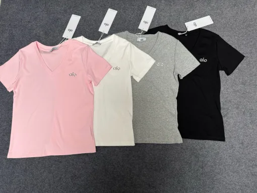 Luxus Alo Kurzarm Schwarz Print Luxus