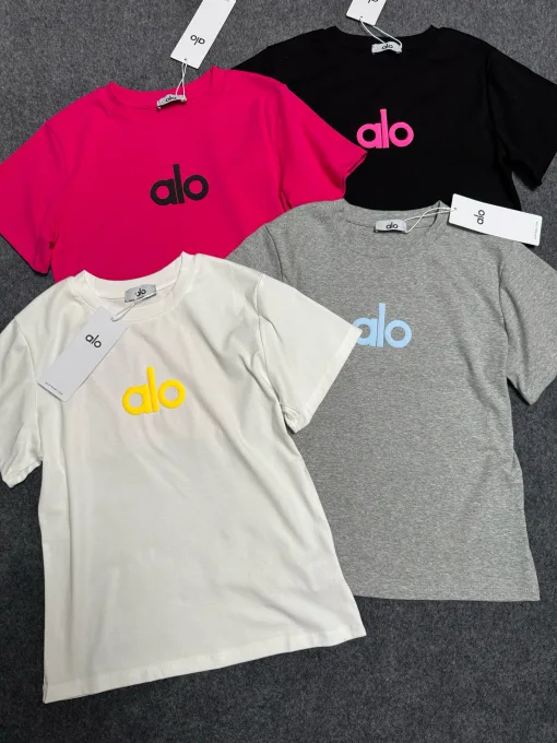 Premium Alo Kurzarm Schwarz Print Style