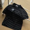 Premium Saint Laurent Kurzarm-Kollektion aus gestreifter Baumwolle