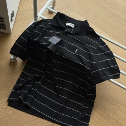 Premium Saint Laurent Kurzarm-Kollektion aus gestreifter Baumwolle