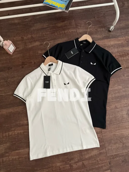 Bestseller Fendi Poloshirt Schwarz bestickt