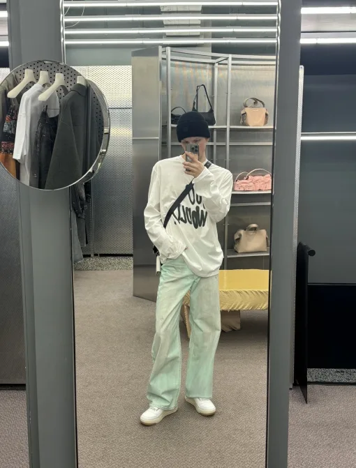 Premium Acne Studios Jeans im Used-Look in Grün