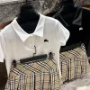 Bestseller Burberry Kurzarm Weiß Bestickter Stil