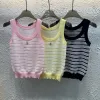 Luxus Chanel Weste Pink Strick Gestreift Luxus