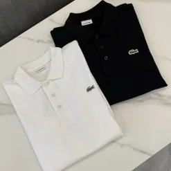 Hochwertiges Lacoste Poloshirt Schwarz Baumwolle Classic Collection