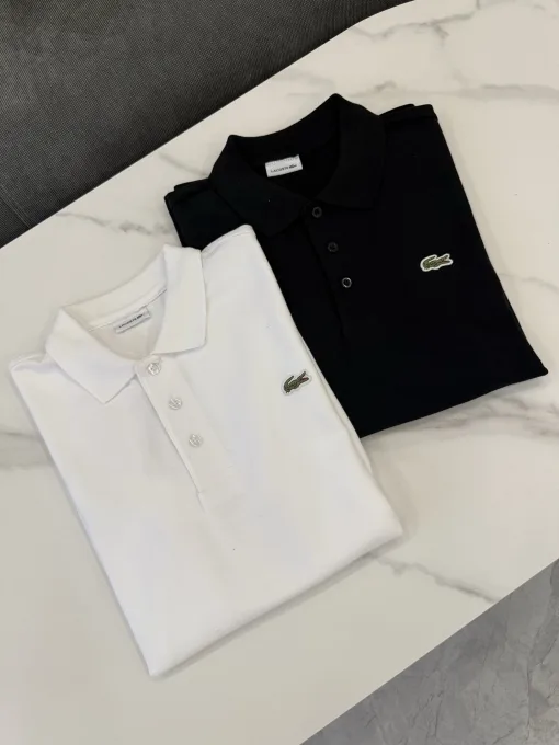Hochwertiges Lacoste Poloshirt Schwarz Baumwolle Classic Collection