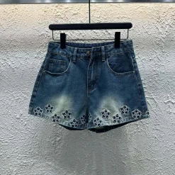 Bestseller Chanel Shorts Blue Denim Bestickt Luxus