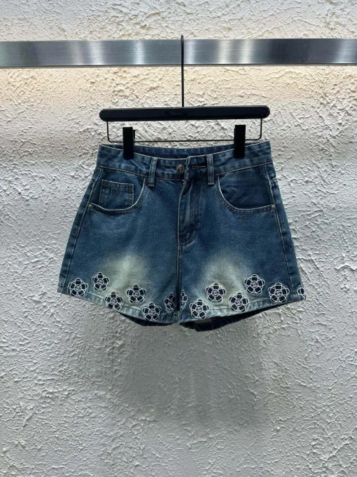 Bestseller Chanel Shorts Blue Denim Bestickt Luxus