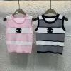 Luxus Chanel Weste Pink Strick Bestickt Stil