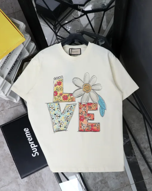 Luxus-Gucci-Kollektion mit kurzen Ärmeln in Beige Washed