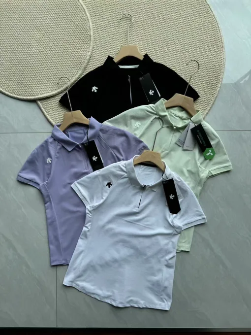 Premium Qualität Descente Kurzarm Lila Baumwolle Klassischer Stil