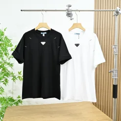 Bestseller Prada Kurzarm Weiß Baumwolle Classic Kollektion