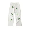 Premium Chrome Hearts Jeans Weiß Leder Style