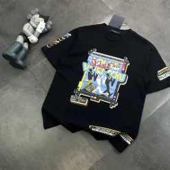 Premium Qualität Louis Vuitton Kurzarm Schwarz Baumwolle Klassischer Stil