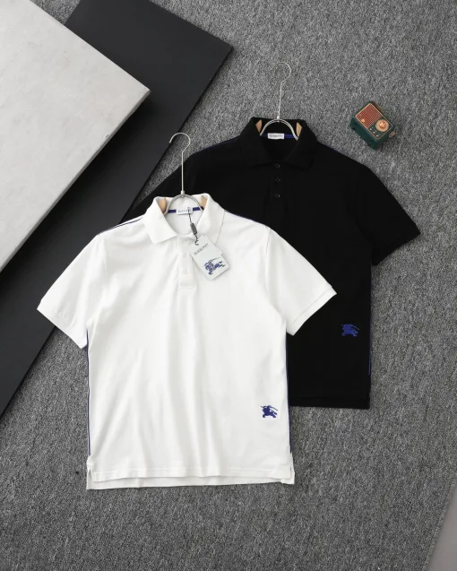 Luxus Burberry Kurzarm T-Shirts Blau Baumwolle Klassisch Luxus