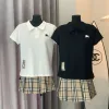 Premium Qualität Burberry Kurzarm Schwarz Bestickt Luxus