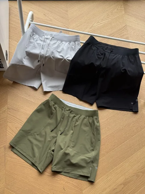 Hochwertige Lululemon Shorts Schwarz Nylon Logo Luxus