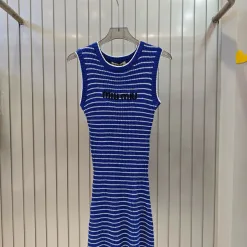 Hochwertige Miu Miu Weste Blau Strick Logo Luxus