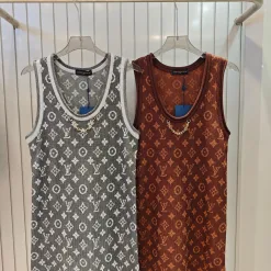 Luxus Weste von Louis Vuitton im grauen Jacquard-Strickstil