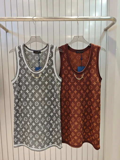 Luxus Weste von Louis Vuitton im grauen Jacquard-Strickstil