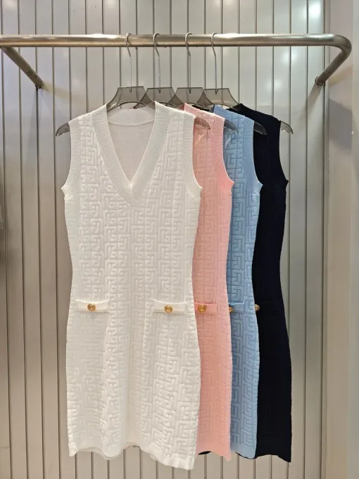 Balmain Weste in Premiumqualität, himmelblauer Strick-Jacquard-Stil