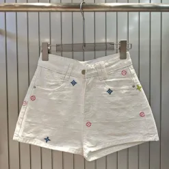 Bestseller Louis Vuitton Shorts White Denim Embroidered Collection