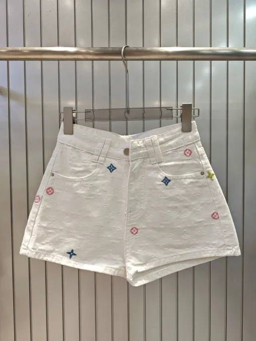 Bestseller Louis Vuitton Shorts White Denim Embroidered Collection
