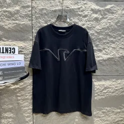 Hochwertige Armani Kurzarm-Logo-Kollektion aus schwarzer Baumwolle