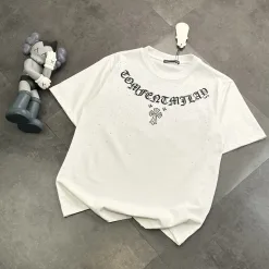 Hochwertiges Chrome Hearts Kurzarm-Shirt aus weißer Baumwolle, klassisch, luxuriös
