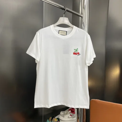 Hochwertiges Gucci Kurzarm-Logo aus weißer Baumwolle, Luxus
