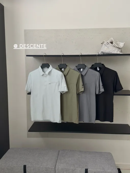 Premium Descente Kurzarm Grün Baumwolle Klassischer Stil