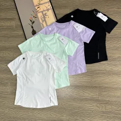 Luxury Descente Kurzarm Schwarz Baumwolle Logo Luxus