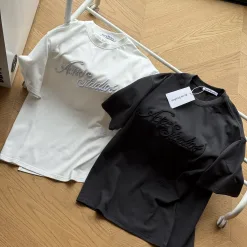 Premium Qualität Acne Studios Kurzarm Schwarz Baumwolle Bestickt Luxus
