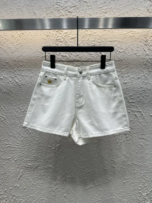 Meistverkaufte Dior Shorts im bestickten Stil aus weißem Denim