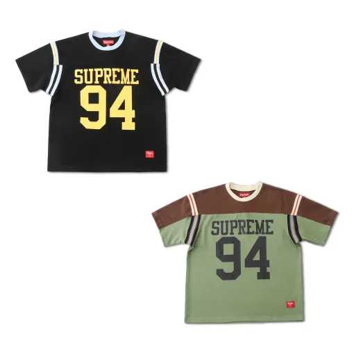 Hochwertige Supreme Kurzarm-Patchwork-Kollektion aus schwarzem Jersey