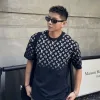 Luxus Louis Vuitton Kurzarm Schwarz Baumwolle Farbverlauf Luxus