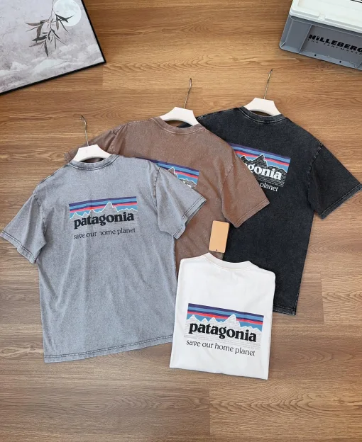 Premium Patagonia Kurzarm-Kollektion mit schwarzem Baumwolldruck
