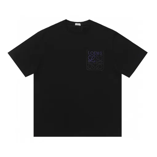 Bestseller Loewe Kurzarm Schwarz Bestickt Luxus