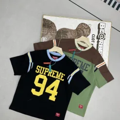 Meistverkaufte Supreme Kurzarm Schwarz Jersey Patchwork Luxus