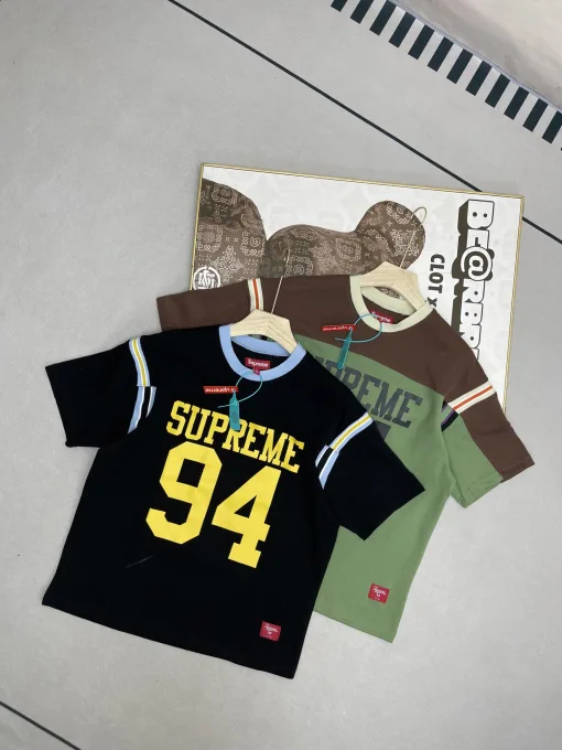 Meistverkaufte Supreme Kurzarm Schwarz Jersey Patchwork Luxus
