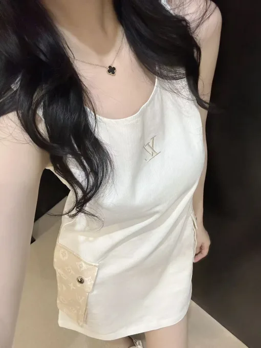 Hochwertige Louis Vuitton Weste White Denim Washed Collection