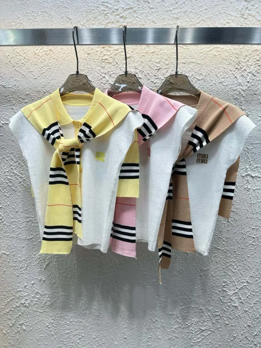 Bestseller Miu Miu Weste Gelb Strick Bestickt Luxus
