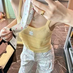 Bestseller Chanel Hosenträger Gelb Strick Stil