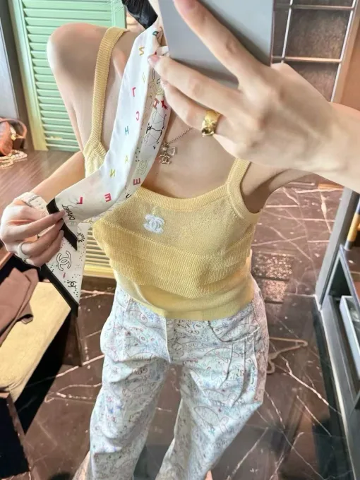 Bestseller Chanel Hosenträger Gelb Strick Stil