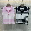 Luxus Chanel Weste Pink Strick Gestreift Luxus